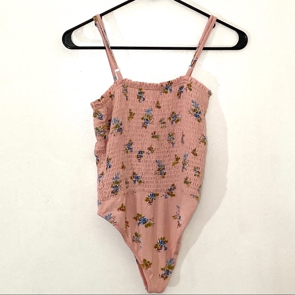 Out from Under Smocked Floral Bodysuit Small - Picture 7 of 9